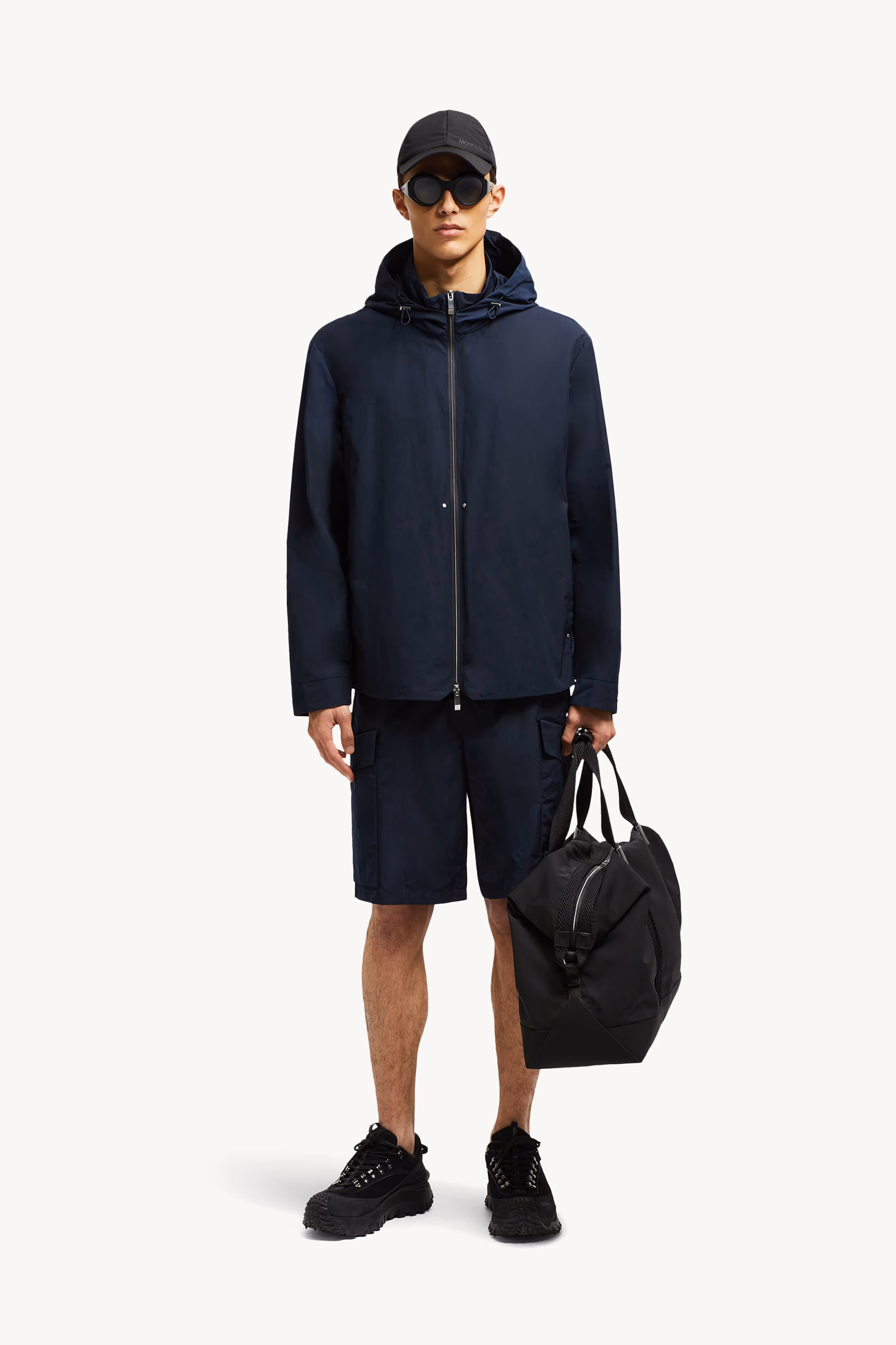 Lacha Hooded Windbreaker Men Navy Blue Moncler 3
